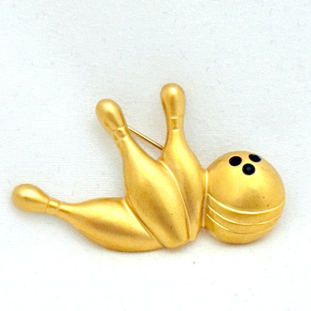 Vintage Avon Bowling Ball w/Pins Brooch Signed